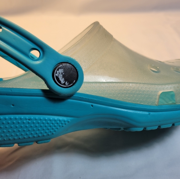 Crocs Shoes Unisex Mens 4 Womens 6 Classic Translucent Clog Digital Aqua - Picture 10 of 10